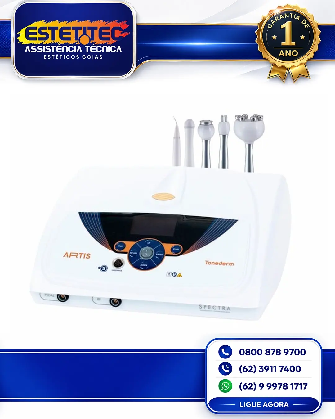 ESPECIALIZADA TONEDERM SPECTRA ARTIS RF RC LED NO BRASIL
